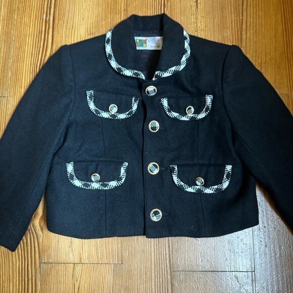 Why and 1/2 vintage black white checkered wool coat SIZE 3 - Picture 4 of 5